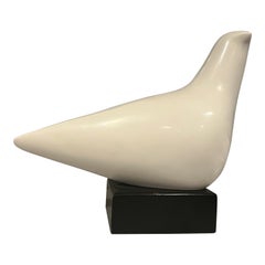 Mid Twentieth Century White Stone Bird Sculpture by Cleo Hartwig