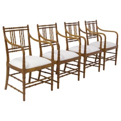 Set of vintage French chairs in wood and bouclé