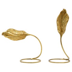 Pair Brass Leaf Tables Lamps by Carlo Giorgi & Tommaso Barbi for Bottega Gadda