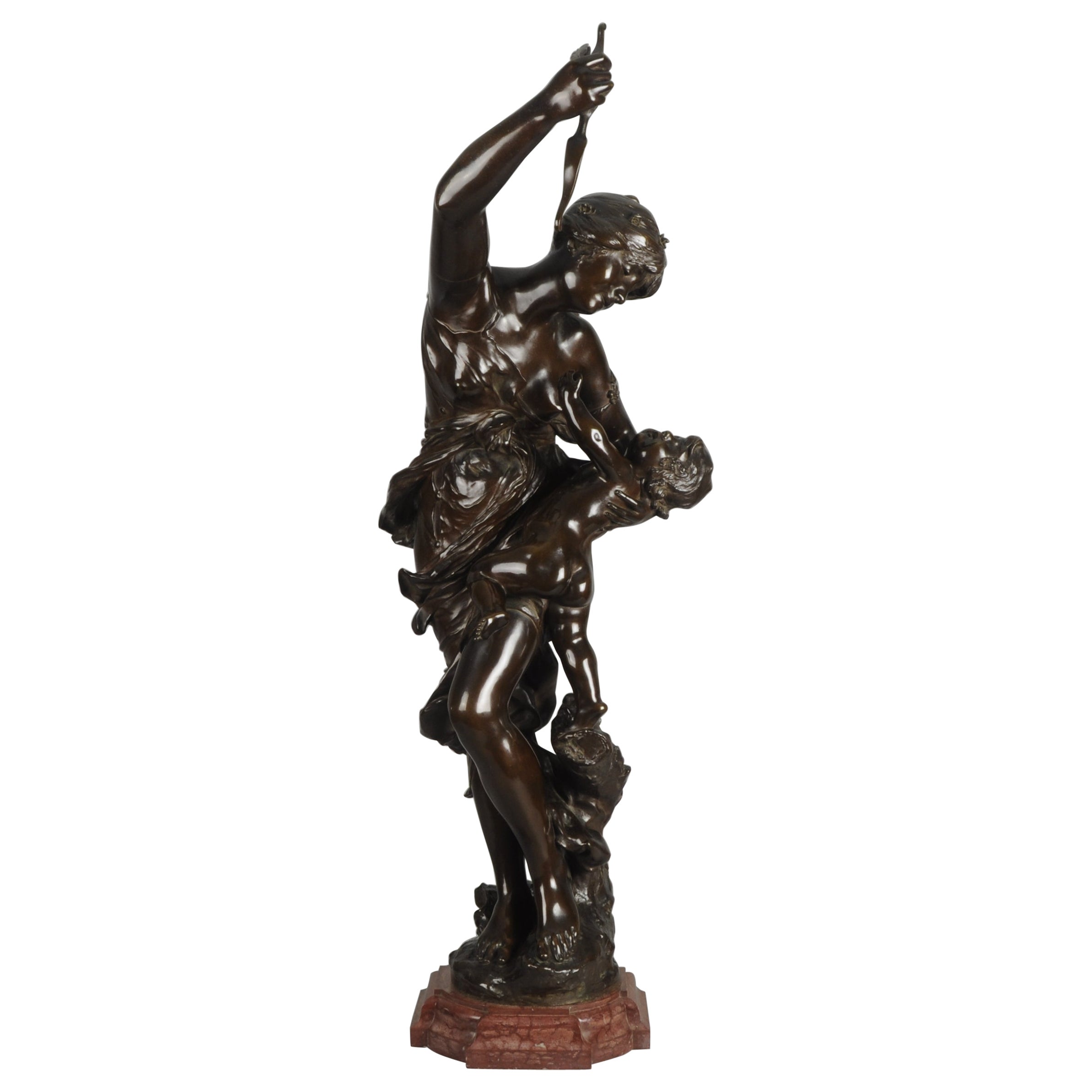 19th Century Art Nouveau Bronze Entitled "Venus & Cupid" by Jean Sul-Abadie For Sale
