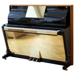 PH Upright Piano, Cognac Leather with Brass Metal Parts, Modern, Sculptural