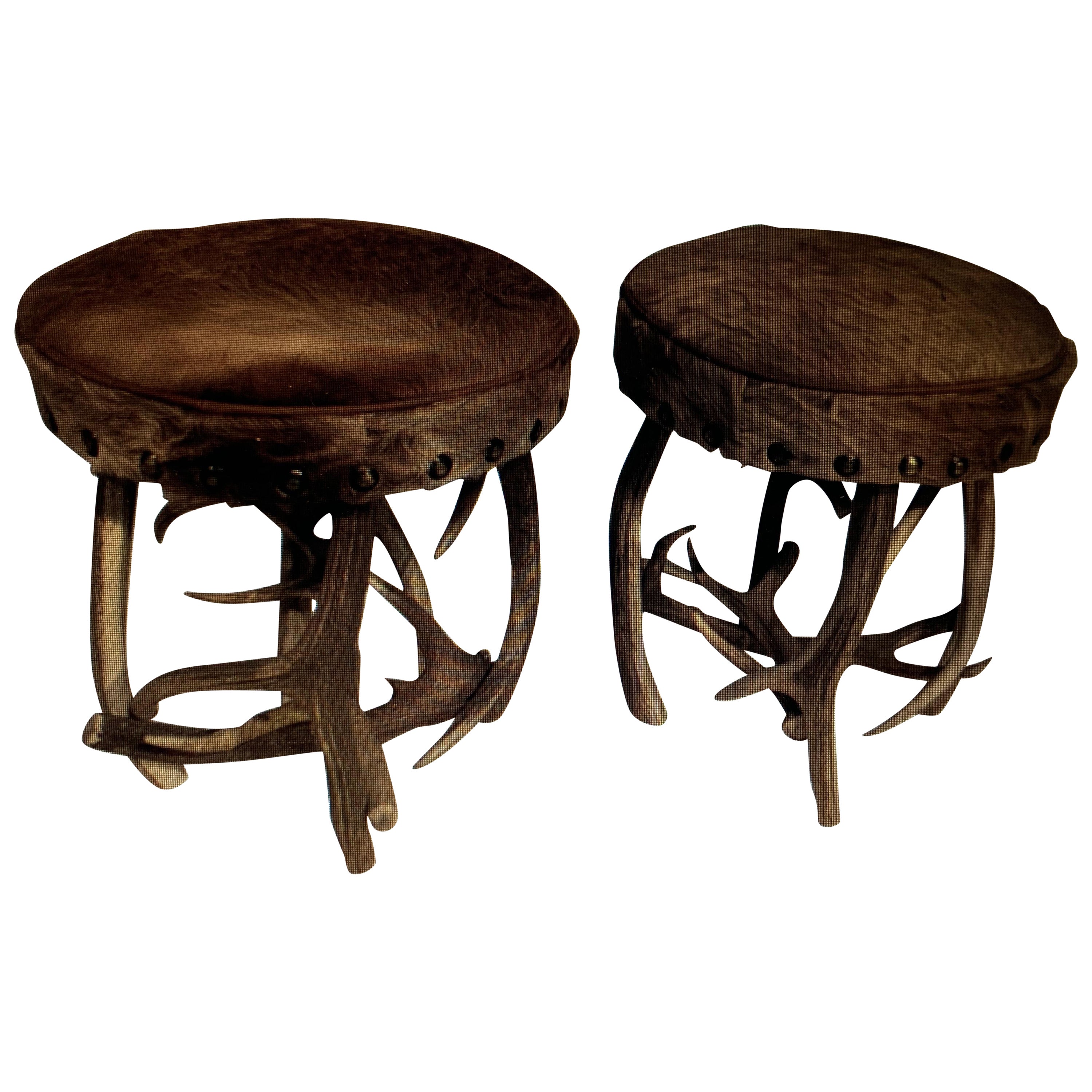 4 Antler Stools Custom Made to Order For Sale