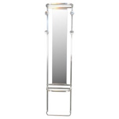 French Art Deco Hall Coat Stand in Polished Aluminum