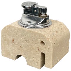 Vintage Lighter Elephant in Travertine attributed to Fratelli Mannelli, Italy 1970s