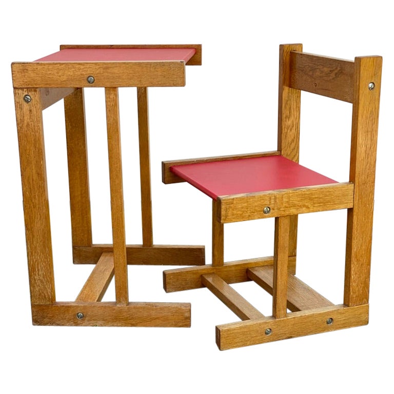 Art Deco Child Desk and Chair, Cubism, 1910, The Netherlands For Sale