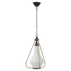 Stilnovo Pendant in Opaline Glass and Brass