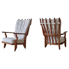 Pair of Guillerme et Chambron Grand Repos Chairs, France, 1960s