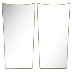 Italian 1950's Brass Modernist Pair of Shaped Grand Scale Mirrors