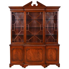 Baker Furniture Historic Charleston Chippendale Mahogany Breakfront Bookcase