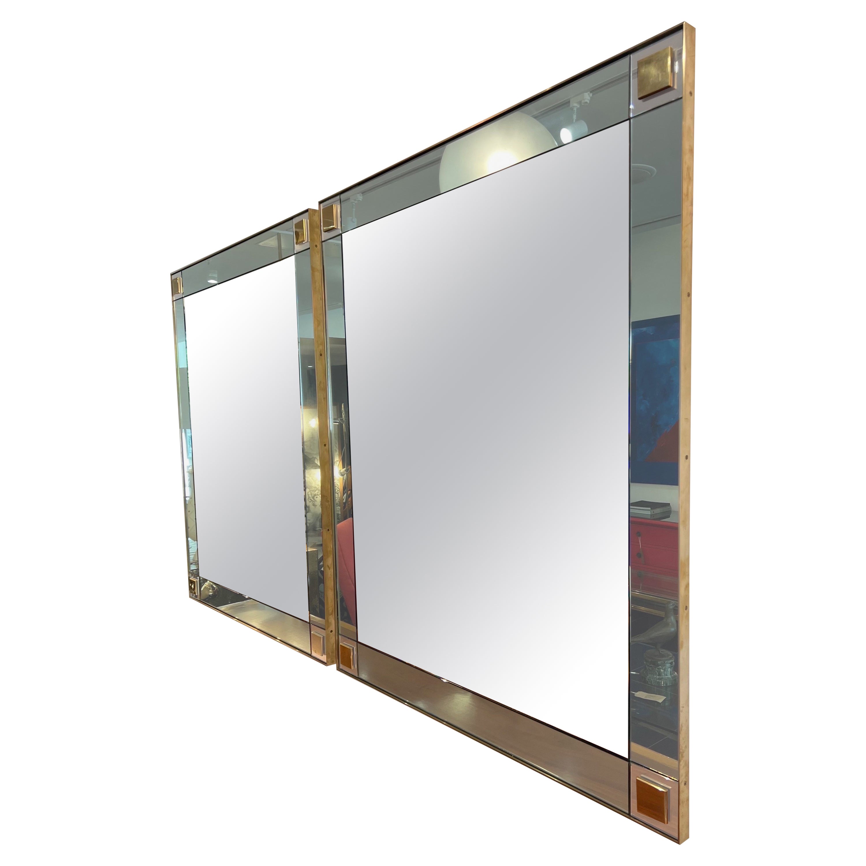Mirror with Unique Burl Wood Geometric Frame at 1stDibs