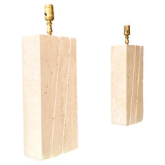 Travertine table lamp bases in the style of Fratelli Mannelli