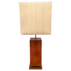 Vintage 1970 Lacquered and Brass Table Lamp JC Mahey Style