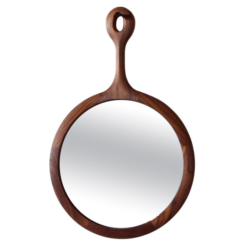 Walnut Round Modern Sophia Wall Mirror, Medium For Sale
