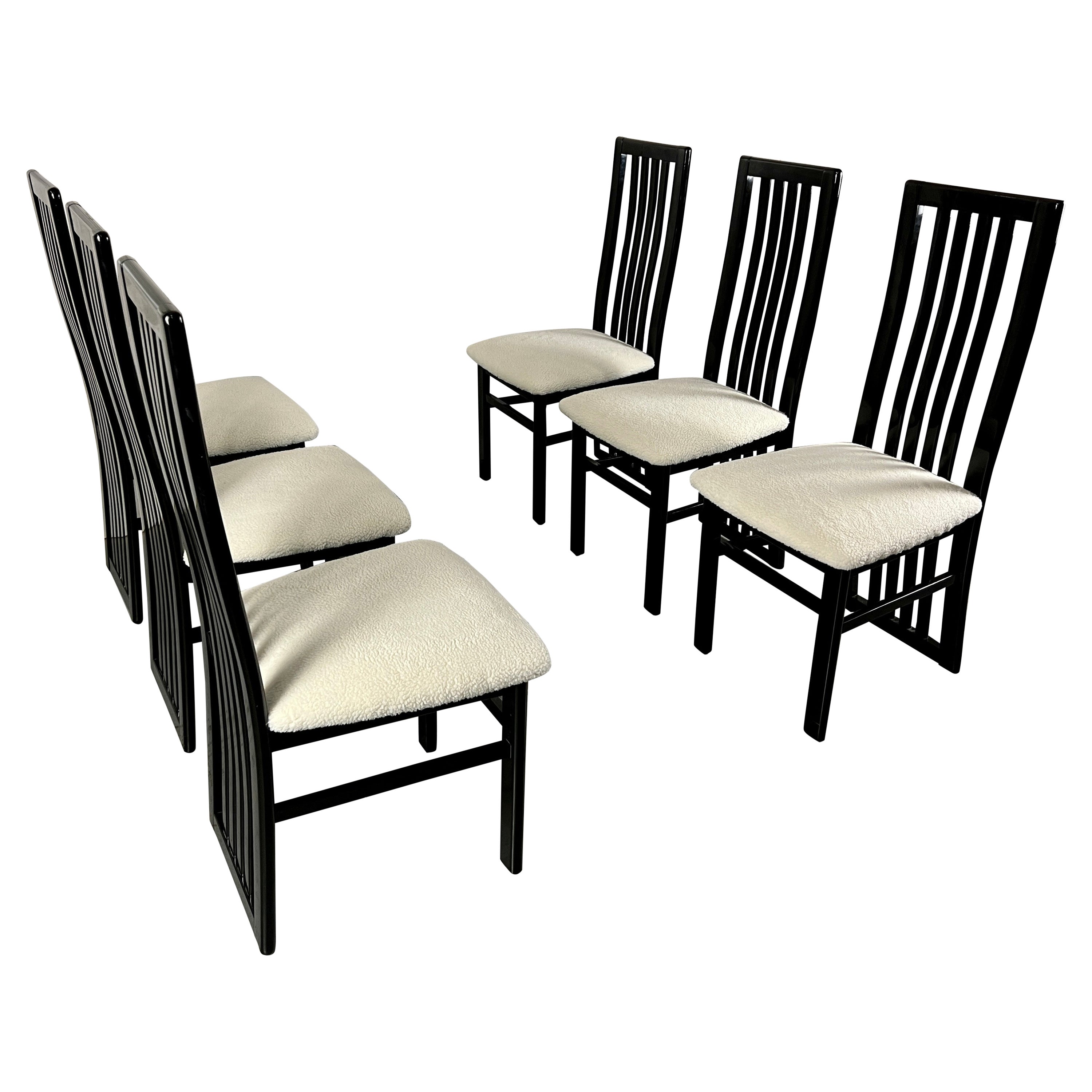 Italian Black Lacquer Dining Chairs by S.P.a Tonon