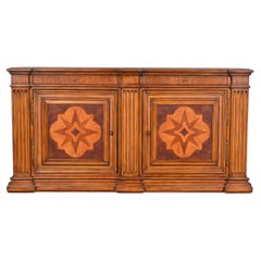 Ethan Allen Neoclassical Walnut Inlaid Marquetry Sideboard or Bar Cabinet
