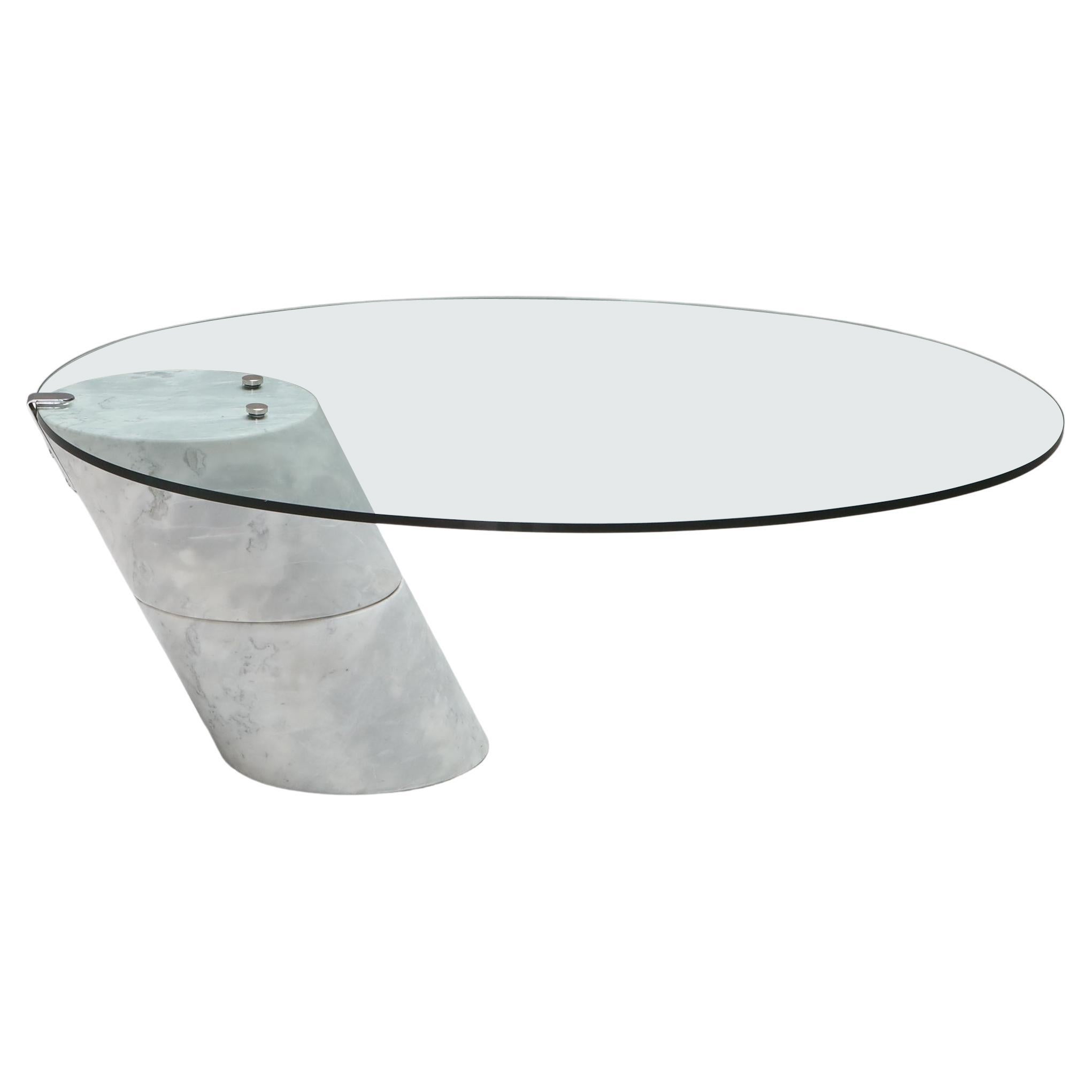Glass Carrara Marble Coffee Table, K1000, Team Form AG, Ronald Schmitt, 1975