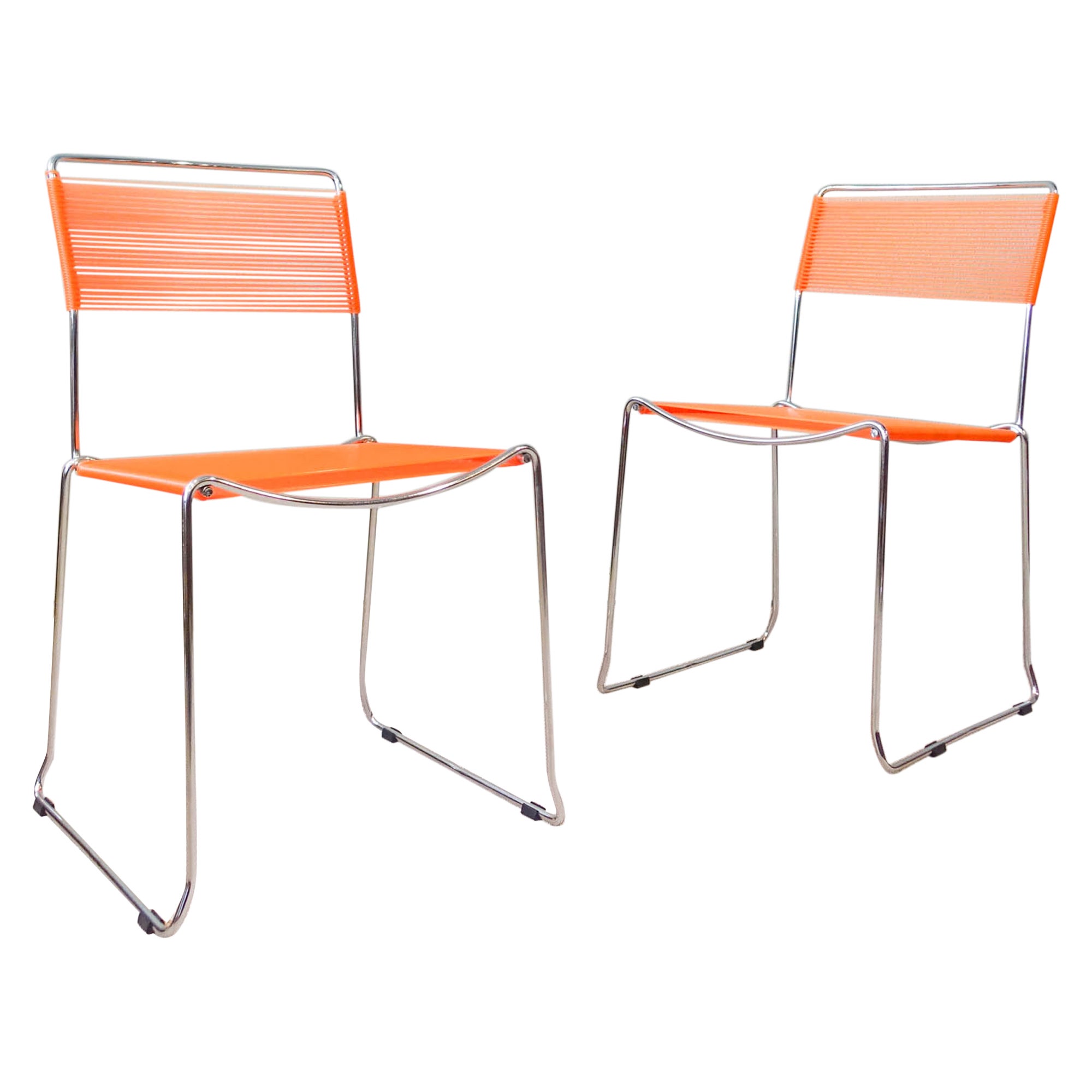 Pair of Orange Spaghetti Chairs by Giandomenico Belotti for Alias, 1980's