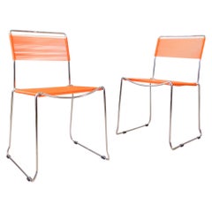 Pair of Orange Spaghetti Chairs by Giandomenico Belotti for Alias, 1980's