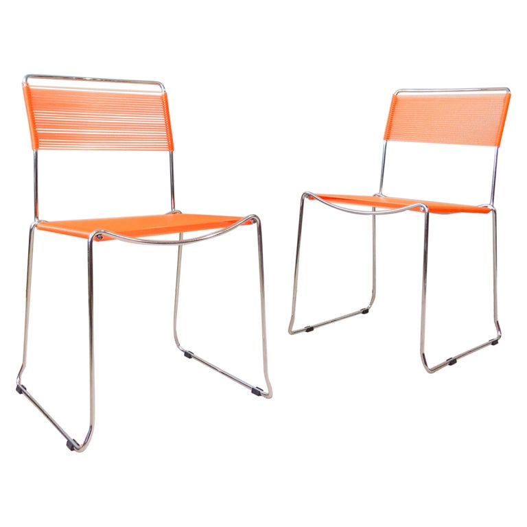 Pair of Orange Spaghetti Chairs by Giandomenico Belotti for Alias, 1980's For Sale