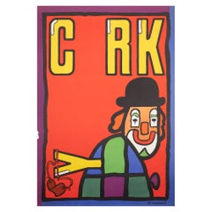 Cyrk Clown With Slingshot 1974 Polish Circus Poster, Mlodozeniec
