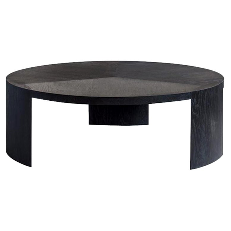 Solid Oak and Honed Black Granite Coffee Table by Thomas Hayes Studio