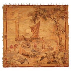 Large Antique French Tapestry Handwoven Oversized Antique Tapestry, 1890