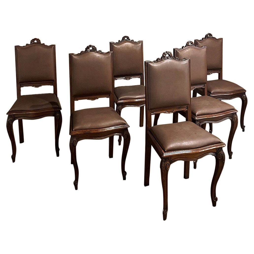 Set of 6 Antique French Louis XVI Dining Chairs For Sale