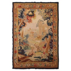 Large Antique French Tapestry Handwoven Antique Verdure Tapestry, 1900