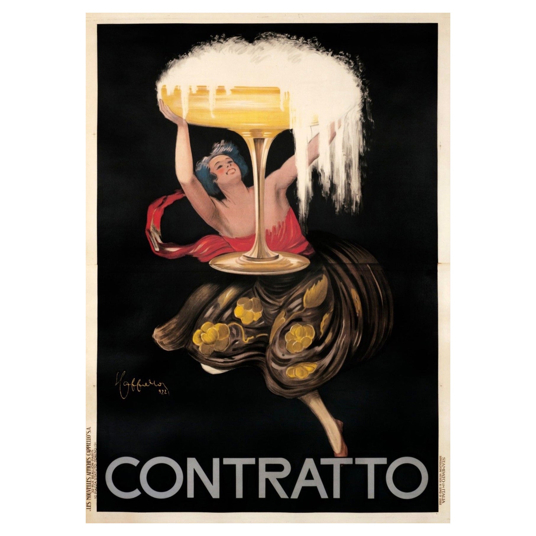 'Contratto ' Origina Vintage Art Deco Advertising Poster by Cappiello, 1930