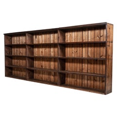 Monumental English 19th C Ironmongers Pine Bookcase Cabinet