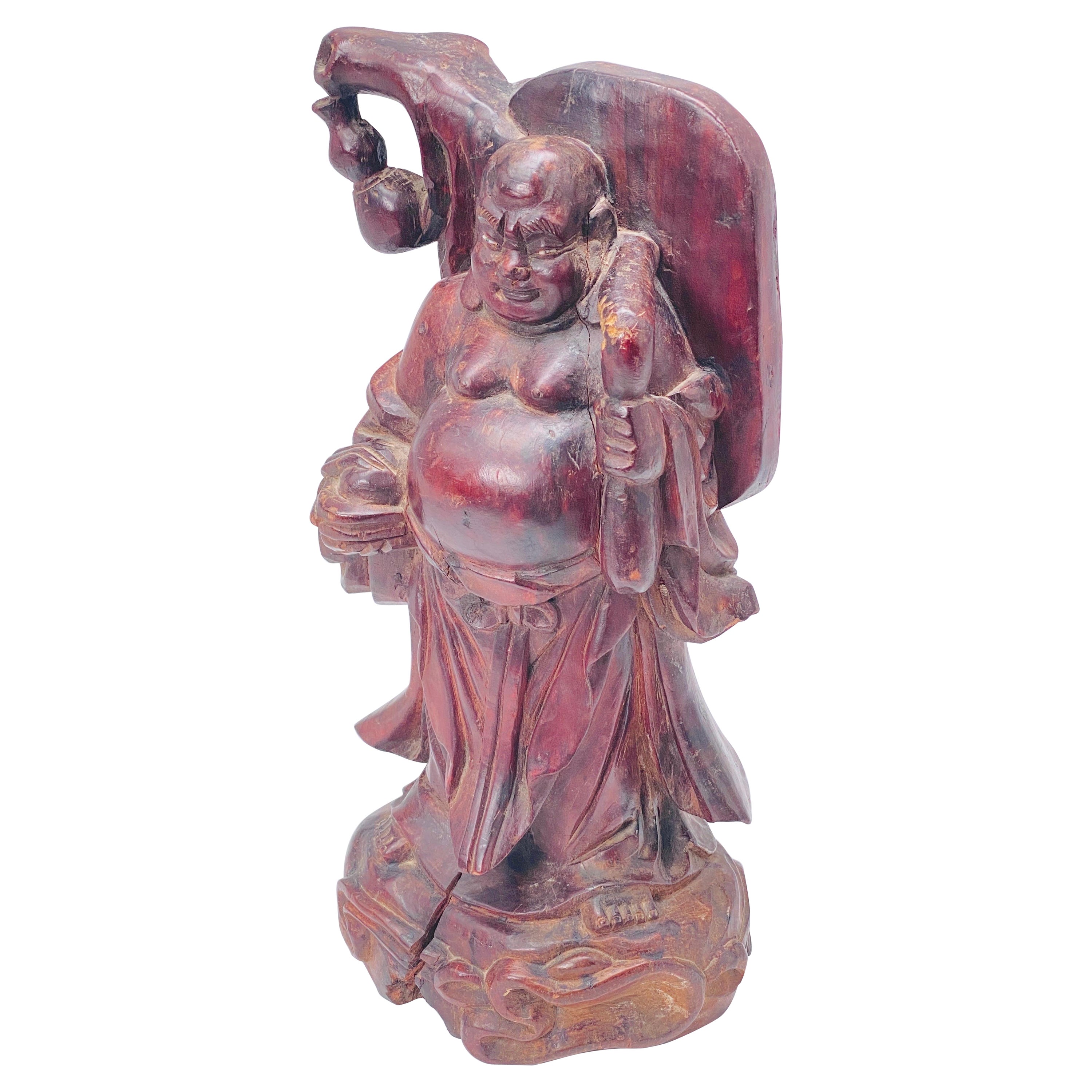 Patinated Wooden Sculpture, Representing Buddha, China Early 20th Century For Sale