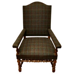 Arts and Crafts Golden Oak Library Chair, Throne Chair