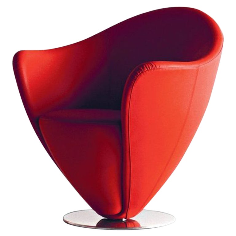 Mon Petit Cœur Swivel Armchair Red by La Cividina For Sale