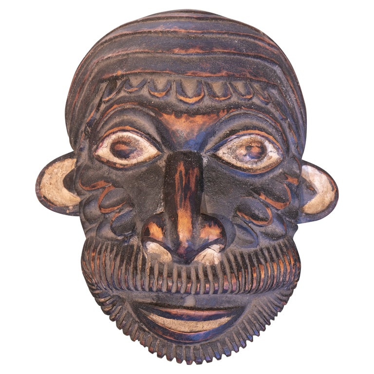 1990s Ethnic African Hand Carved Wooden Ceremonial Tribal Mask For Sale ...