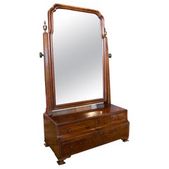 19th Century Mahogany Dressing Table with Drawers and Mirror