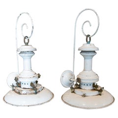 Vintage 1970s English Pair of Iron Boat Lanterns