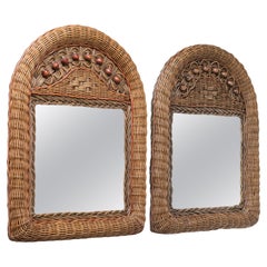Pair of French Wicker Mirrors, circa 1970