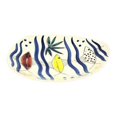 Lovely Ceramic Dish with Fishes by Inger Waage, Stavangerflint Norway, 1950s