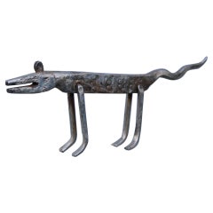 Stylized Metal Dog Sculpture of Italy 1950s Design Brutalist