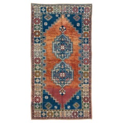 4,6x8.8 Ft Traditioneller türkischer Dorfteppich, Vintage Orientalischer Teppich, Wollflor