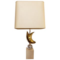1970s, Belgium Table Lamp on a Marble Plinth
