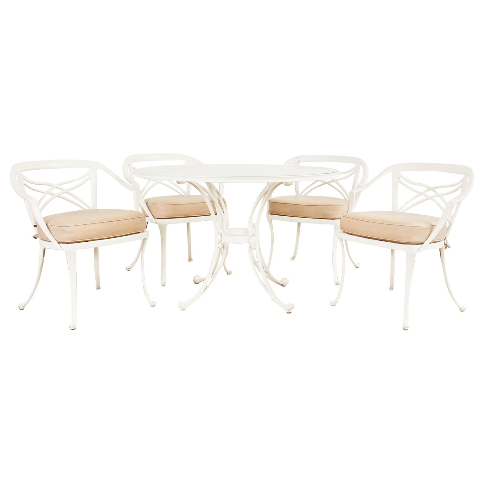 Brown Jordan Aluminum Dining Suite Garden Table and Four Chairs