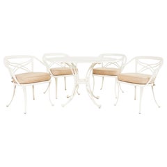 Suite de tables à manger et quatre chaises de jardin Jordan en aluminium brun