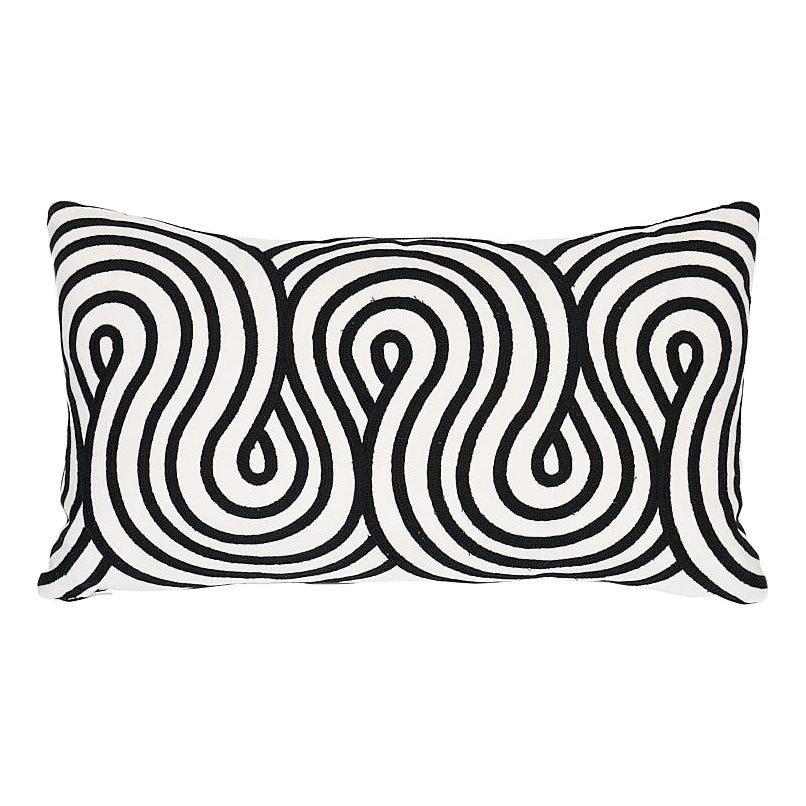 Schumacher Giraldi Embroidery in Black 20 x 13" Pillow