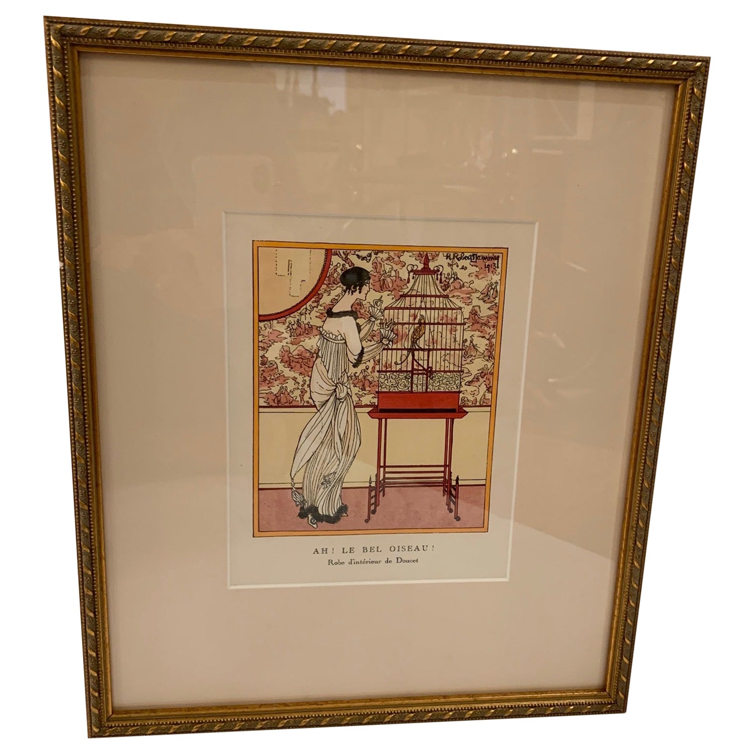 Lovely Illustration Print from French Gazette du Bon Ton For Sale