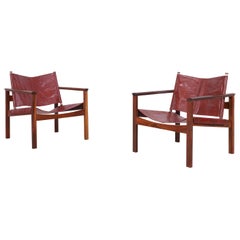 Vintage Brazilian Rosewood "Safari" Lounge Chairs by Michel Arnoult