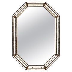 Octagonal Venetian Modern Mirror with Brass Details