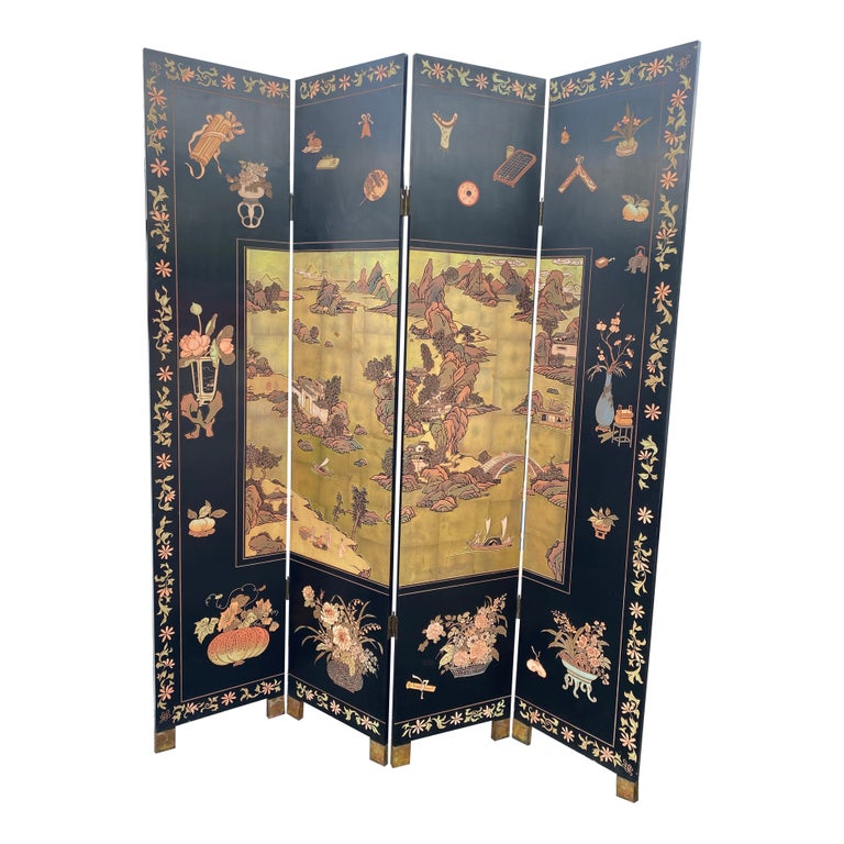 Chinese 4 Panel Coromandel Screen For Sale