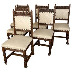 Set of Six Antique Renaissance Dining Chairs