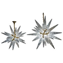 Exclusive Art Deco Style Rock Crystal Stars Chandeliers by Alexandre Vossion